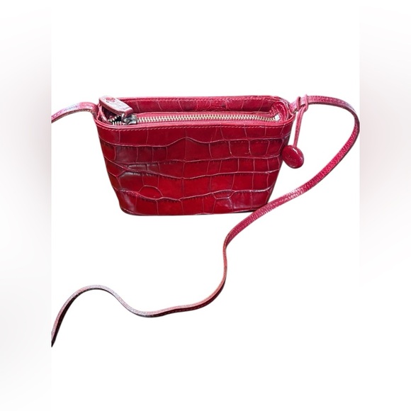 Monsac Original vintage Leather Handbag scarlet red 7” x 5” - Picture 9 of 12